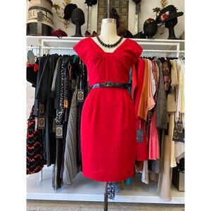 vintage y2k 1950s style red wiggle dress, maggy london, med 6, pin up rockabilly